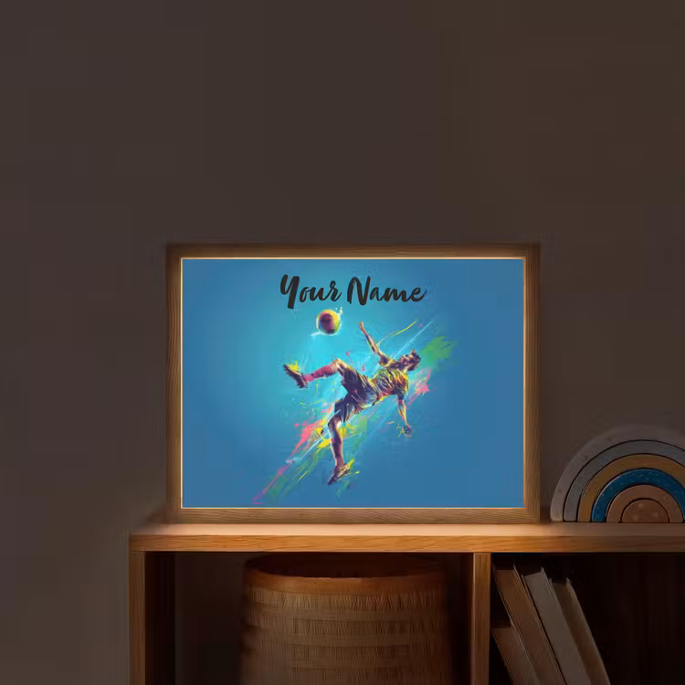 Neon - Voetbal - Schop - Kleurrijk Light Box met batterij (Wandlamp kind) middel -sfeer1_kind