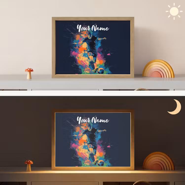 Neon - Voetballer - Kleurrijk Light Box met batterij (Wandlamp kind) middel -sfeer3_kind
