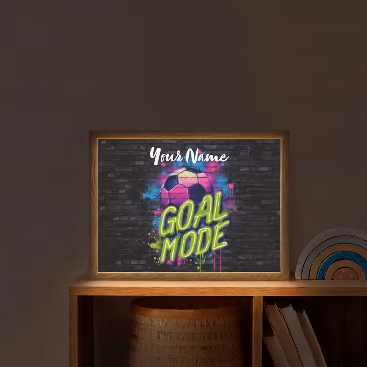 Neon - Graffiti - Voetbal - Kleurrijk Light Box met batterij (Wandlamp kind) middel -sfeer1_kind