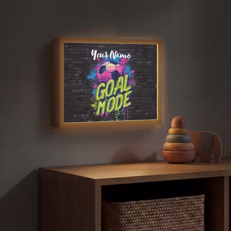 Neon - Graffiti - Voetbal - Kleurrijk Light Box met batterij (Wandlamp kind) middel -sfeer5_kind