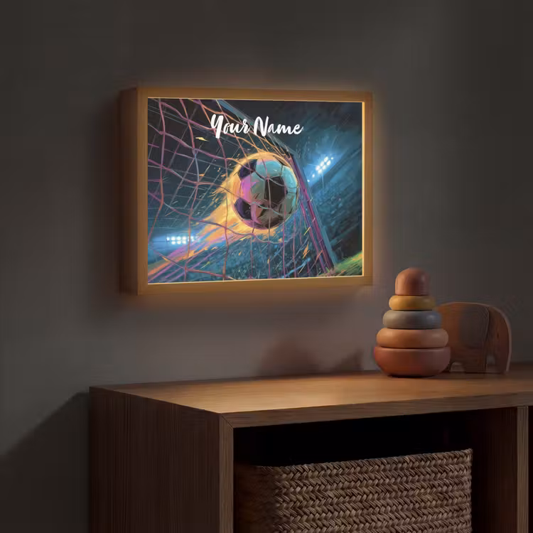 Neon - Net - Voetbal - Kleurrijk Light Box met batterij (Wandlamp kind) middel -sfeer5_kind