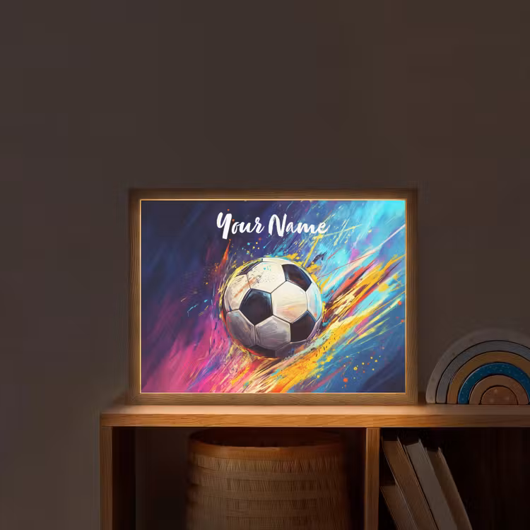 Neon - Voetbal - Kleurrijk Light Box met batterij (Wandlamp kind) middel -sfeer1_kind