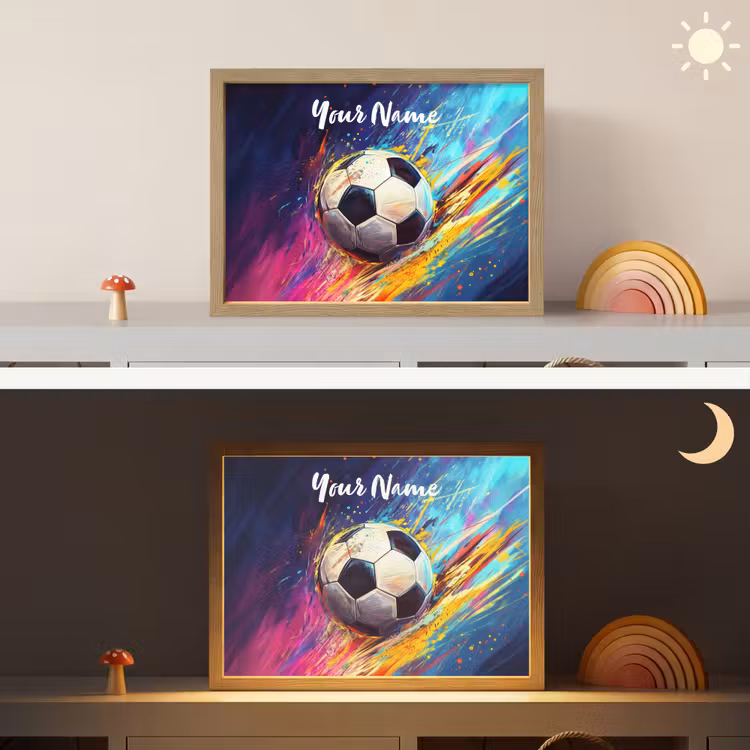 Neon - Voetbal - Kleurrijk Light Box met batterij (Wandlamp kind) middel -sfeer3_kind