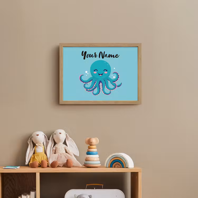 Octopus - Blauw - Gezicht Light Box met batterij (Wandlamp kind) middel -sfeer2_kind