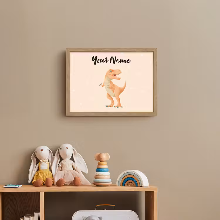 Oranje - Dino - T-Rex  - Stippen Light Box met batterij (Wandlamp kind) middel -sfeer2_kind