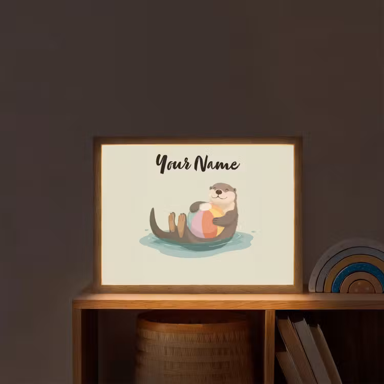 Otter - Strandbal - Kleurrijk Light Box met batterij (Wandlamp kind) middel -sfeer1_kind