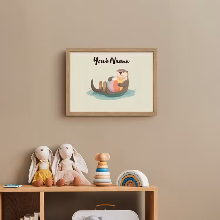 Otter - Strandbal - Kleurrijk Light Box met batterij (Wandlamp kind) middel -sfeer2_kind