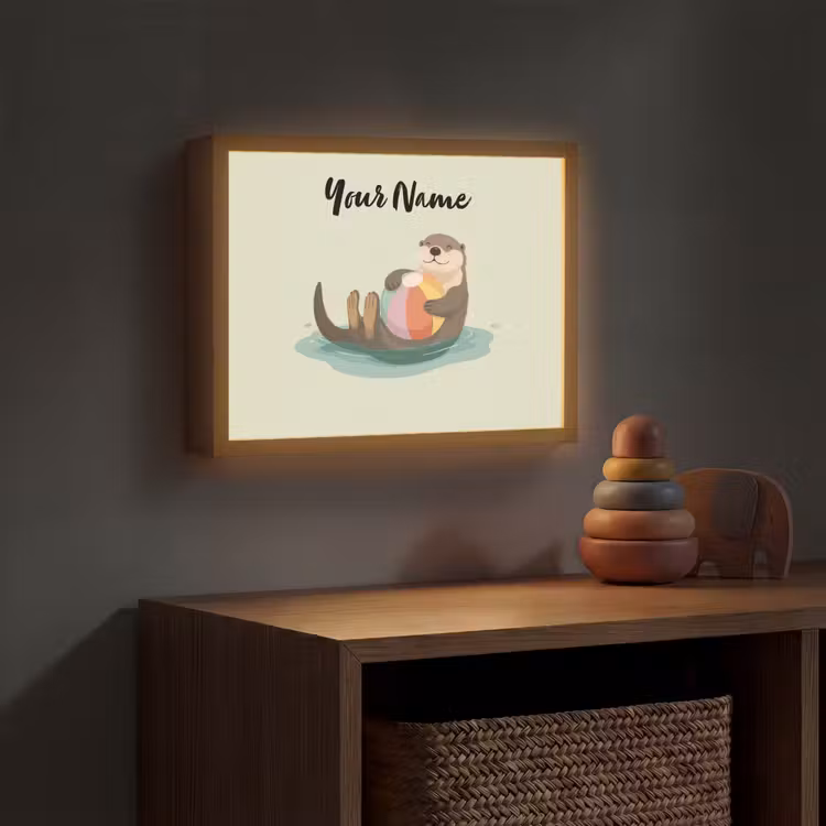 Otter - Strandbal - Kleurrijk Light Box met batterij (Wandlamp kind) middel -sfeer5_kind