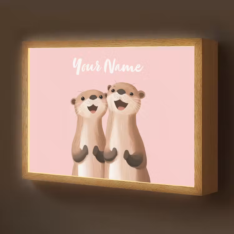 Otters - Glimlach - Bruin Light Box met batterij (Wandlamp kind) middel -z3d_website