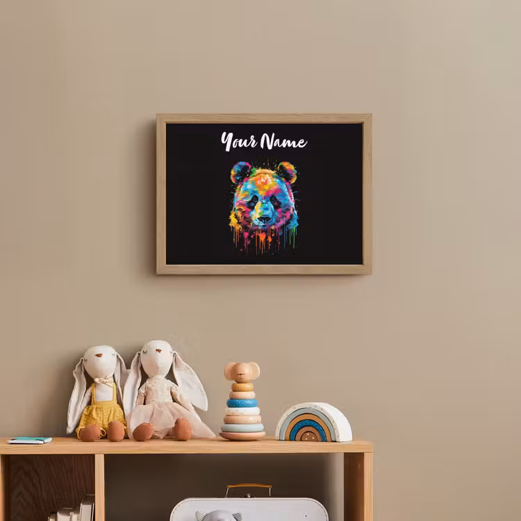 Panda - Dieren - Kleur - Verf - Zwart Light Box met batterij (Wandlamp kind) middel -sfeer2_kind