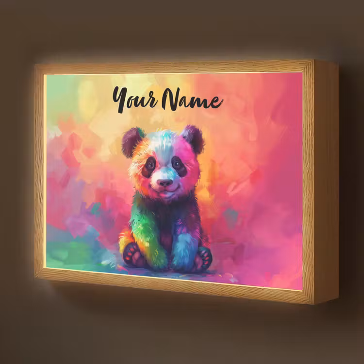 Panda - Dieren - Kleurrijk - Neon Light Box met batterij (Wandlamp kind) middel -z3d_website