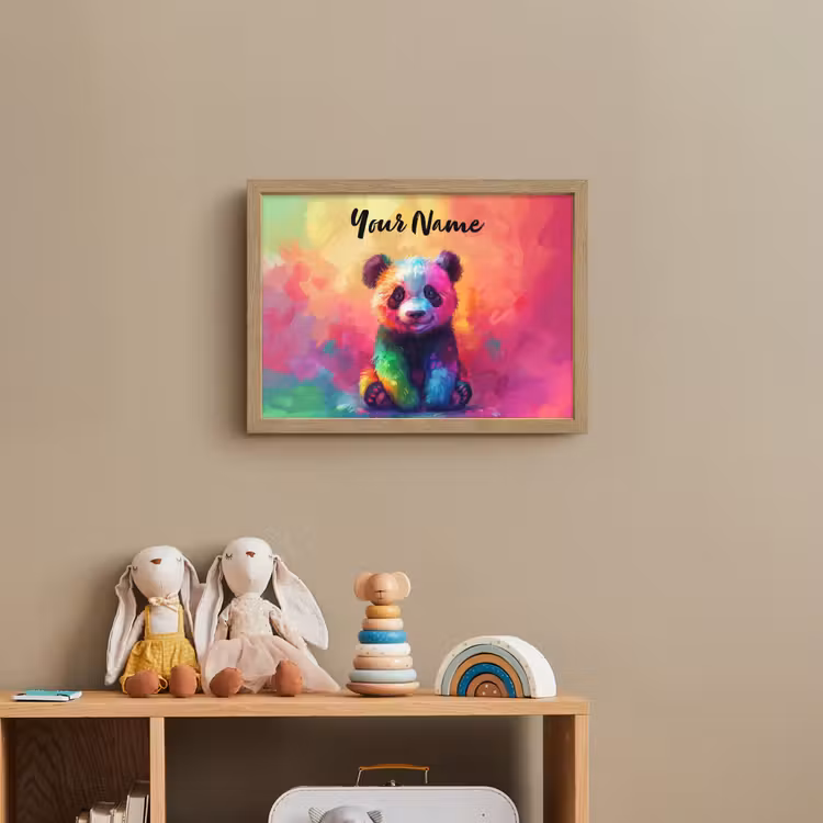 Panda - Dieren - Kleurrijk - Neon Light Box met batterij (Wandlamp kind) middel -sfeer2_kind