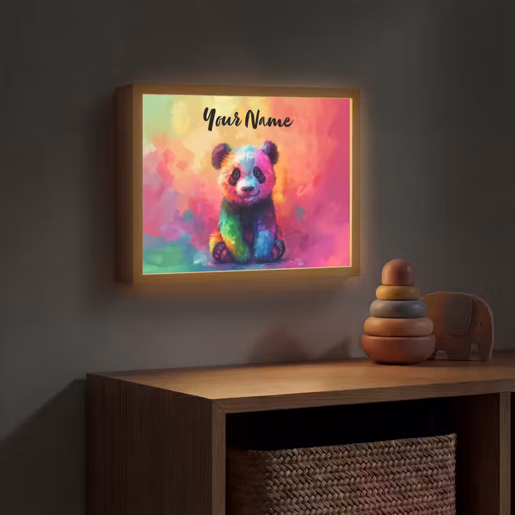 Panda - Dieren - Kleurrijk - Neon Light Box met batterij (Wandlamp kind) middel -sfeer5_kind