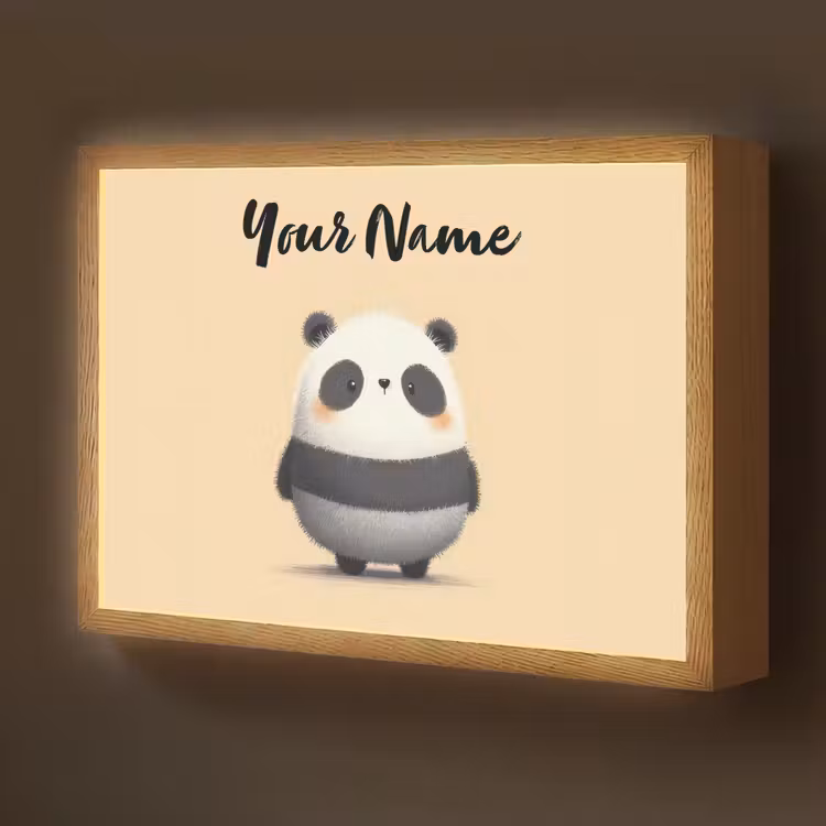 Panda - Beige - Minimalistisch Light Box met batterij (Wandlamp kind) middel -z3d_website