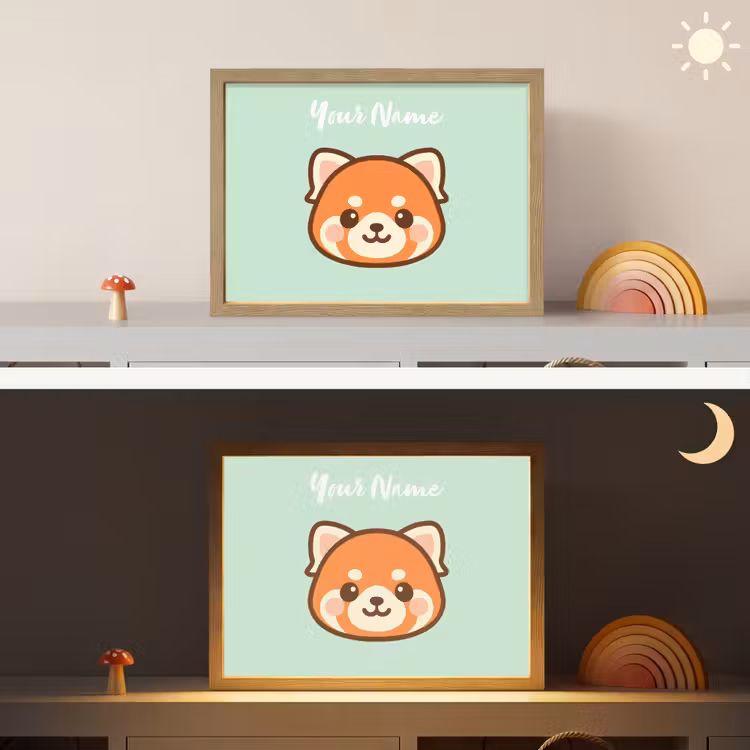 Panda - Groen - Cartoon Light Box met batterij (Wandlamp kind) middel -sfeer3_kind