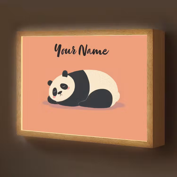 Panda - Slaap - Oranje Light Box met batterij (Wandlamp kind) middel -z3d_website