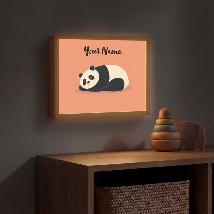 Panda - Slaap - Oranje Light Box met batterij (Wandlamp kind) middel -sfeer5_kind