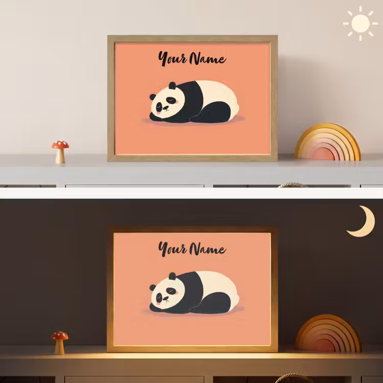 Panda - Slaap - Oranje Light Box met batterij (Wandlamp kind) middel -sfeer3_kind
