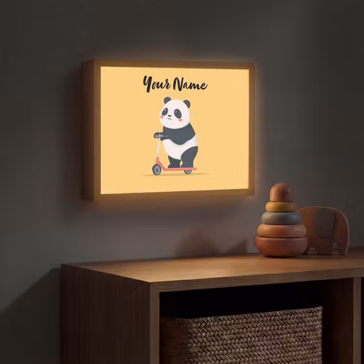 Panda - Step - Geel Light Box met batterij (Wandlamp kind) middel -sfeer5_kind