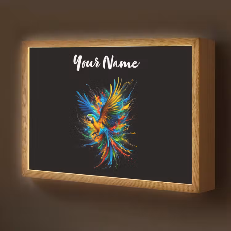 Papegaai - Vogel - Dier - Kleurrijk - Verf Light Box met batterij (Wandlamp kind) middel -z3d_website