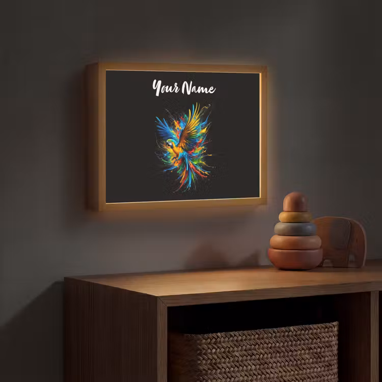 Papegaai - Vogel - Dier - Kleurrijk - Verf Light Box met batterij (Wandlamp kind) middel -sfeer5_kind