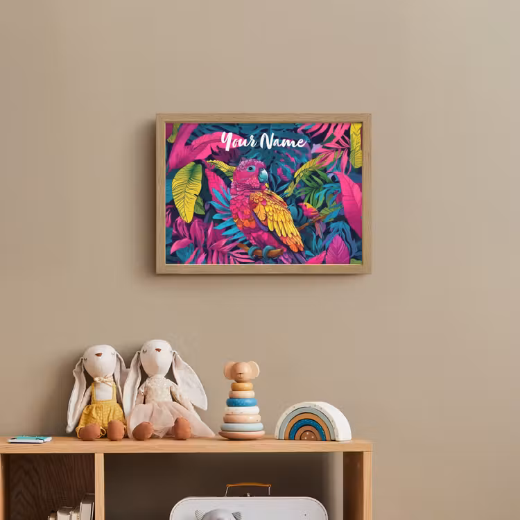 Papegaai - Tropisch - Jungle - Kleurrijk Light Box met batterij (Wandlamp kind) middel -sfeer2_kind