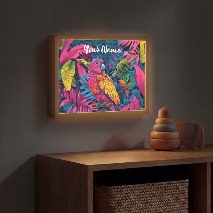 Papegaai - Tropisch - Jungle - Kleurrijk Light Box met batterij (Wandlamp kind) middel -sfeer5_kind