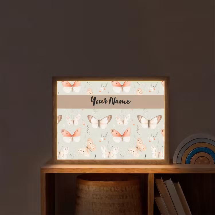 Patroon - Vlinders - Sierlijk - Bloemen Light Box met batterij (Wandlamp kind) middel -sfeer1_kind
