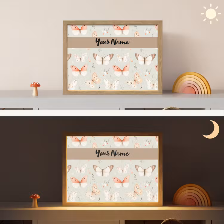 Patroon - Vlinders - Sierlijk - Bloemen Light Box met batterij (Wandlamp kind) middel -sfeer3_kind