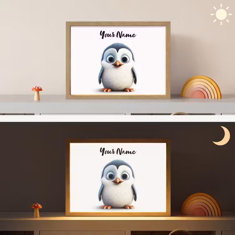 Pinguïn - Dieren - Meisjes - Kind - Jongens Light Box met batterij (Wandlamp kind) middel -sfeer3_kind