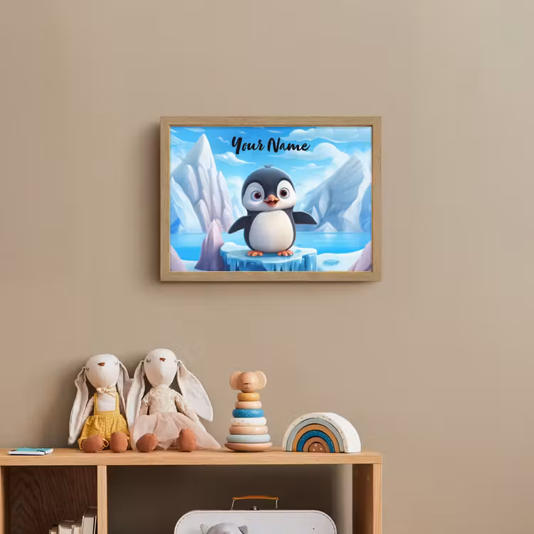 Pinguïn - Meisjes - Pooldieren - Kinderen Light Box met batterij (Wandlamp kind) middel -sfeer2_kind