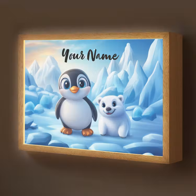 Pinguïn - IJsbeer - IJs - Sneeuw Light Box met batterij (Wandlamp kind) middel -z3d_website