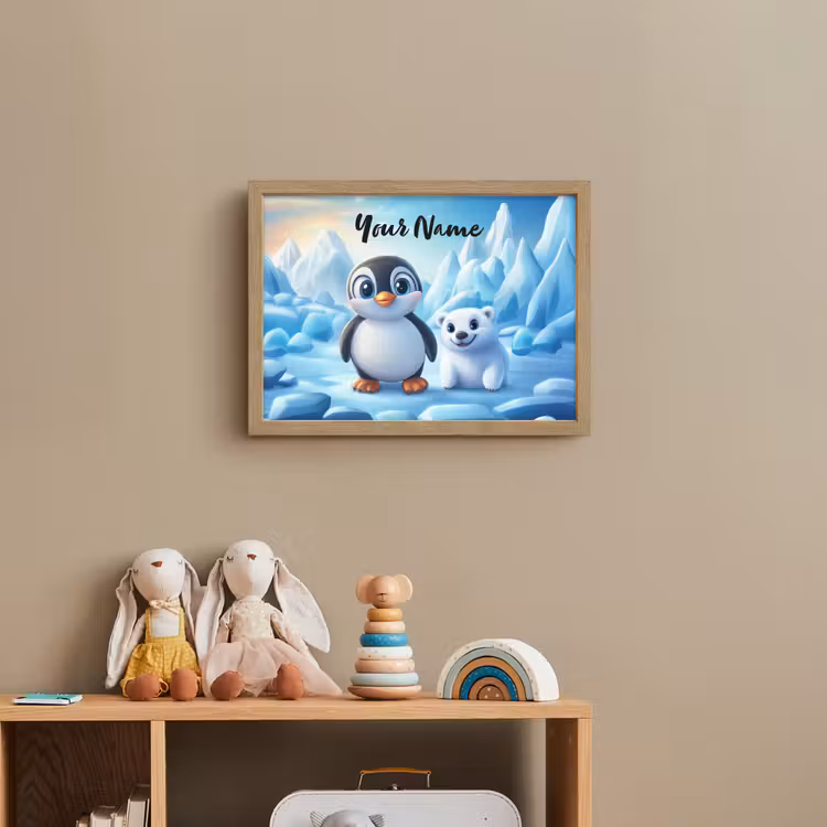 Pinguïn - IJsbeer - IJs - Sneeuw Light Box met batterij (Wandlamp kind) middel -sfeer2_kind