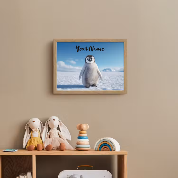 Pinguïn - Sneeuw - Landschap - Wit Light Box met batterij (Wandlamp kind) middel -sfeer2_kind