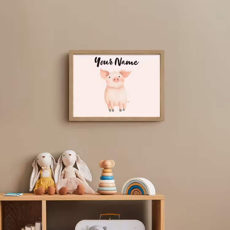 Varken - Roze - Dier - Pastel kleuren Light Box met batterij (Wandlamp kind) middel -sfeer2_kind