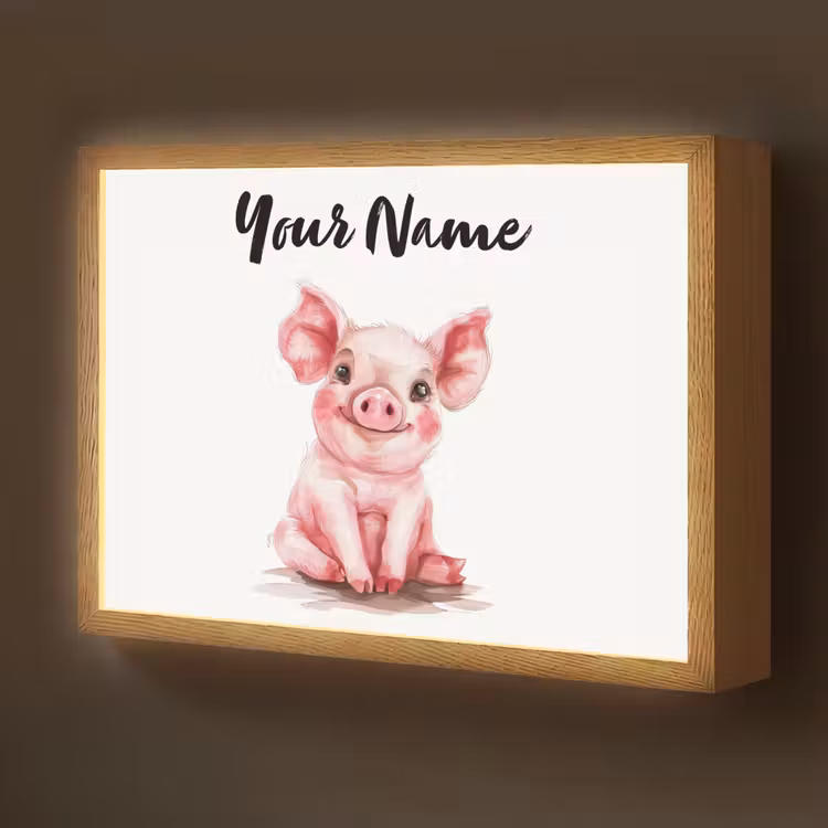 Varken - Roze - Baby dier - Boerderij dieren Light Box met batterij (Wandlamp kind) middel -z3d_website