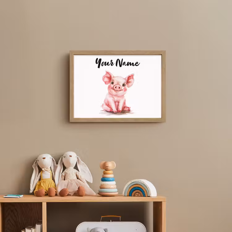 Varken - Roze - Baby dier - Boerderij dieren Light Box met batterij (Wandlamp kind) middel -sfeer2_kind