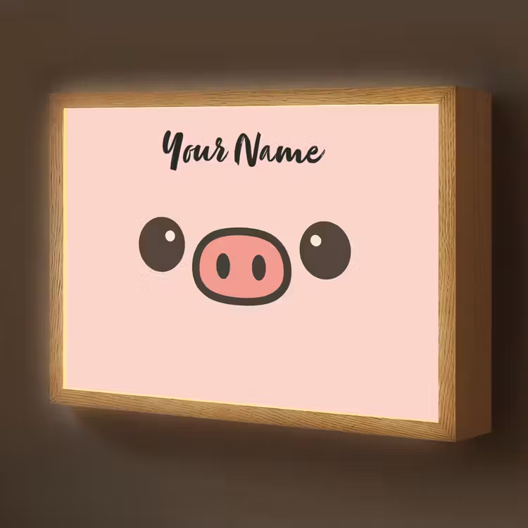 Varken - Roze - Minimalistisch Light Box met batterij (Wandlamp kind) middel -z3d_website