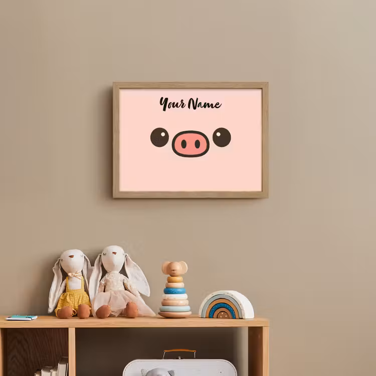 Varken - Roze - Minimalistisch Light Box met batterij (Wandlamp kind) middel -sfeer2_kind