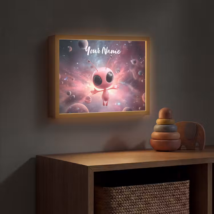 Roze - Alien - Planeten - Ruimte Light Box met batterij (Wandlamp kind) middel -sfeer5_kind