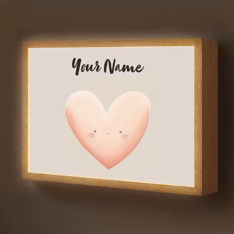 Roze - Hart - Gezichtje - Blosjes Light Box met batterij (Wandlamp kind) middel -z3d_website