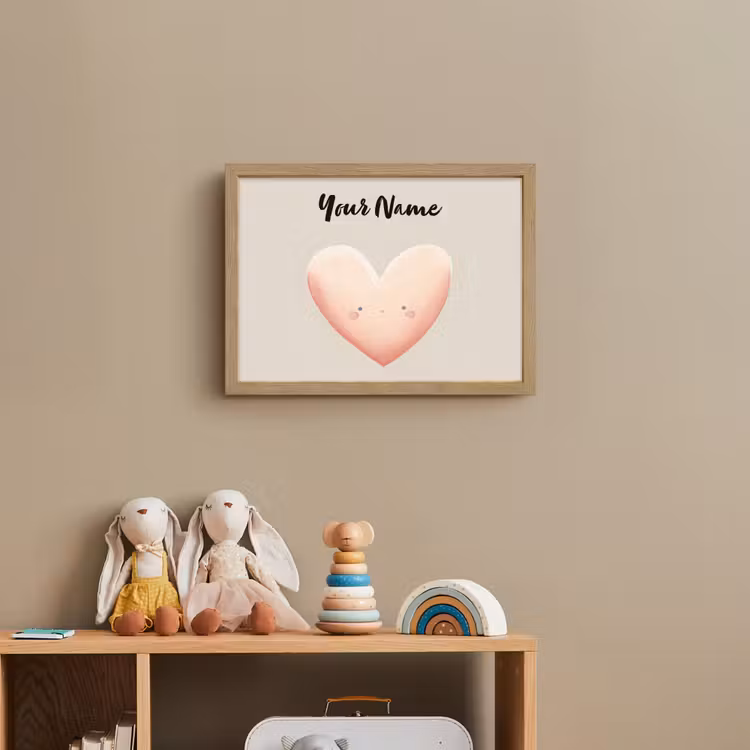 Roze - Hart - Gezichtje - Blosjes Light Box met batterij (Wandlamp kind) middel -sfeer2_kind