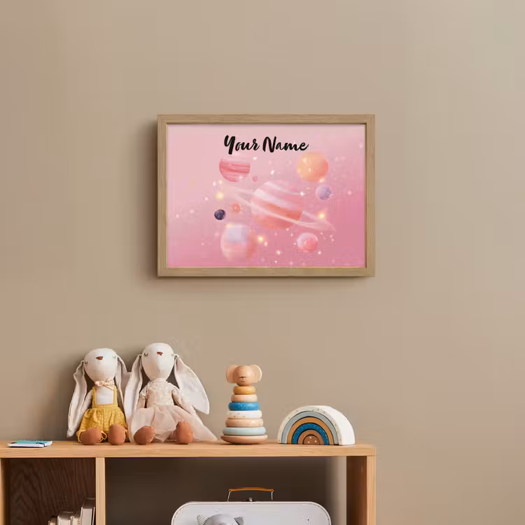 Planeten - Roze - Sterren Light Box met batterij (Wandlamp kind) middel -sfeer2_kind
