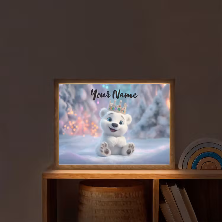 Ijsbeer - Kroon - Winter Light Box met batterij (Wandlamp kind) middel -sfeer1_kind