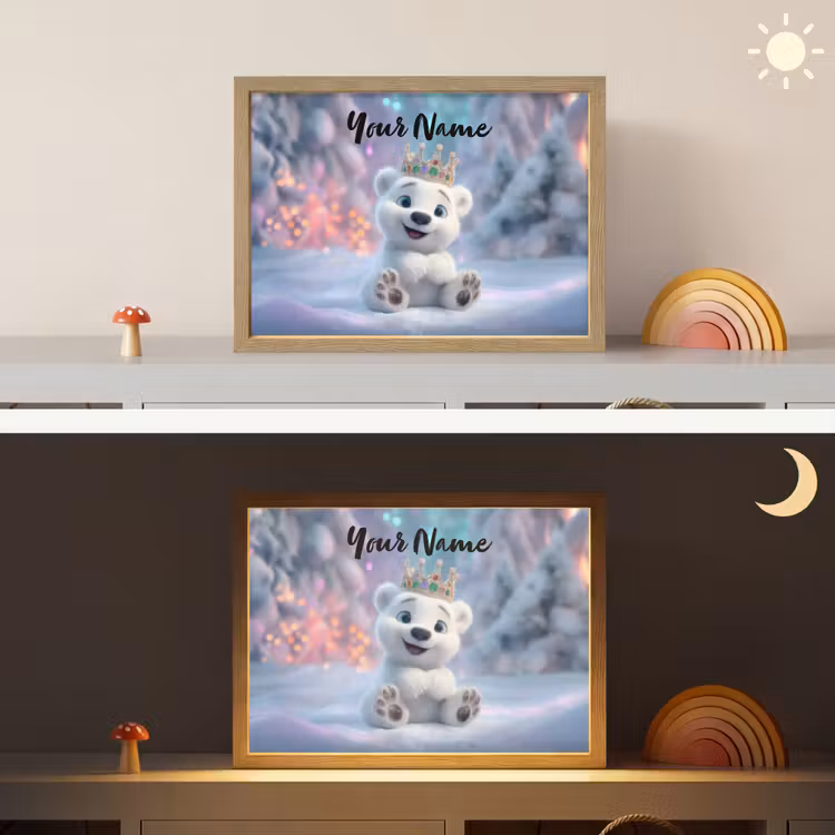 Ijsbeer - Kroon - Winter Light Box met batterij (Wandlamp kind) middel -sfeer3_kind