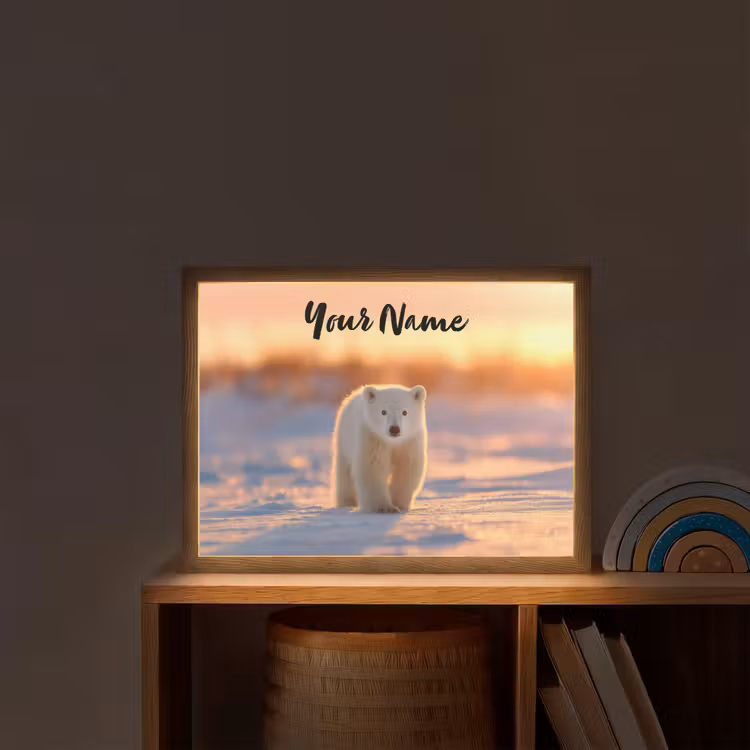 Ijsbeer - Sneeuw - Zonsopgang Light Box met batterij (Wandlamp kind) middel -sfeer1_kind