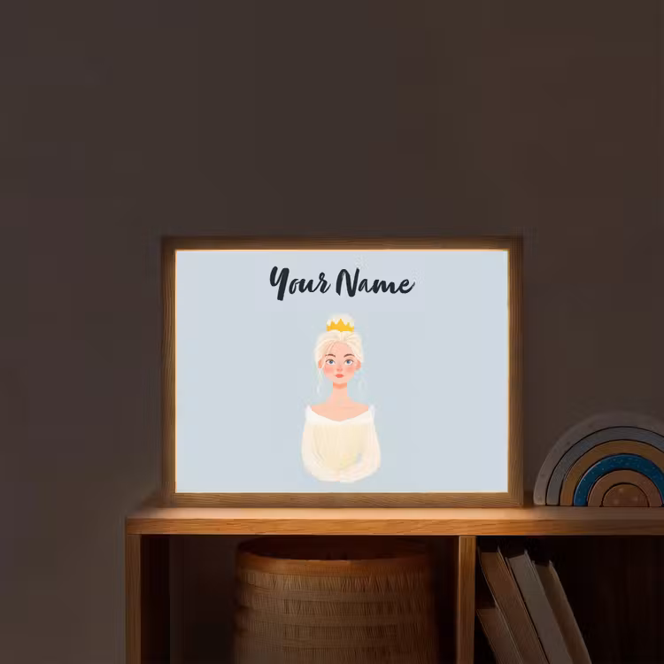 Prinses - Blond - Kroon - Minimalistisch Light Box met batterij (Wandlamp kind) middel -sfeer1_kind