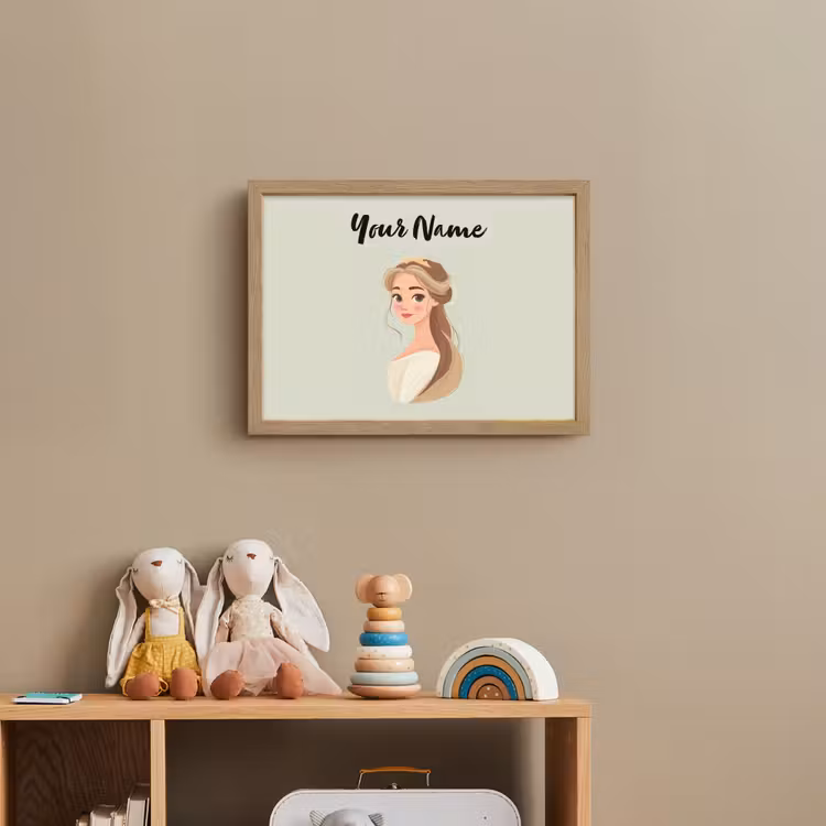 Prinses - Bruin - Haar - Kroon Light Box met batterij (Wandlamp kind) middel -sfeer2_kind