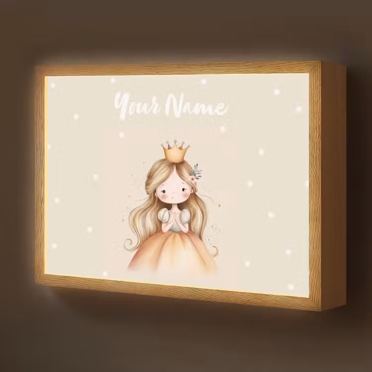 Prinses - Kroon - Bloem - Stippen Light Box met batterij (Wandlamp kind) middel -z3d_website