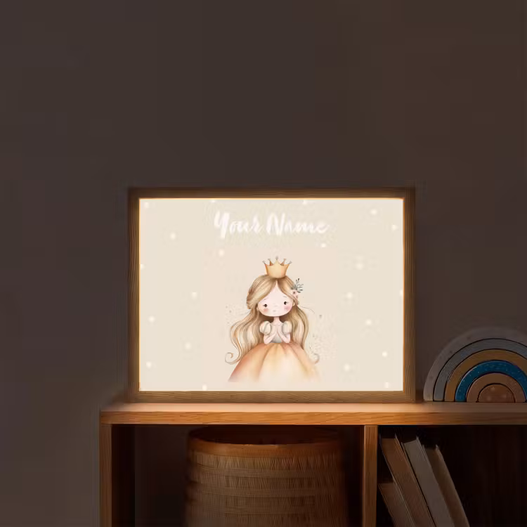 Prinses - Kroon - Bloem - Stippen Light Box met batterij (Wandlamp kind) middel -sfeer1_kind